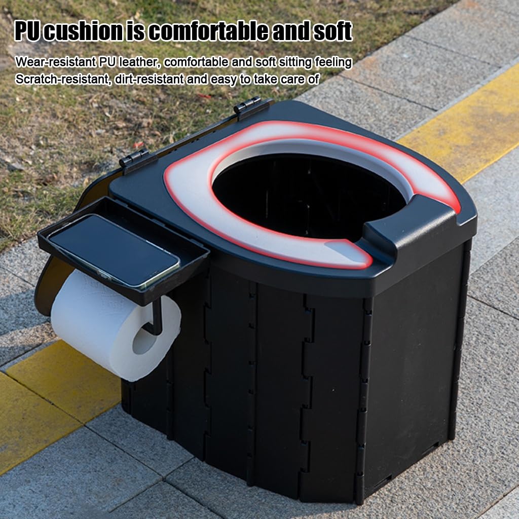 3 Second Quick Setup Foldable Portable Toilet, Hygienic Outdoor Camping Travel Commode