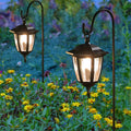 4 Pack Solar Hanging Lanterns with 38" Shepherd Hooks, Waterproof Warm White Outdoor Garden Lights
