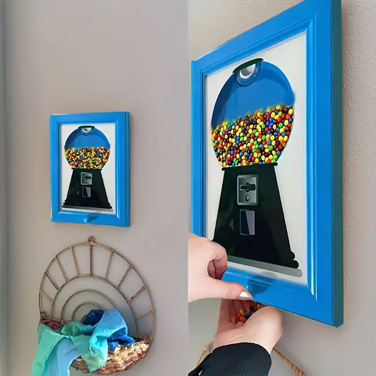 Creative Candy Frame Dispenser, Dual-Use Wall Art & Handy Candy/Gumball Dispenser for Home Decor