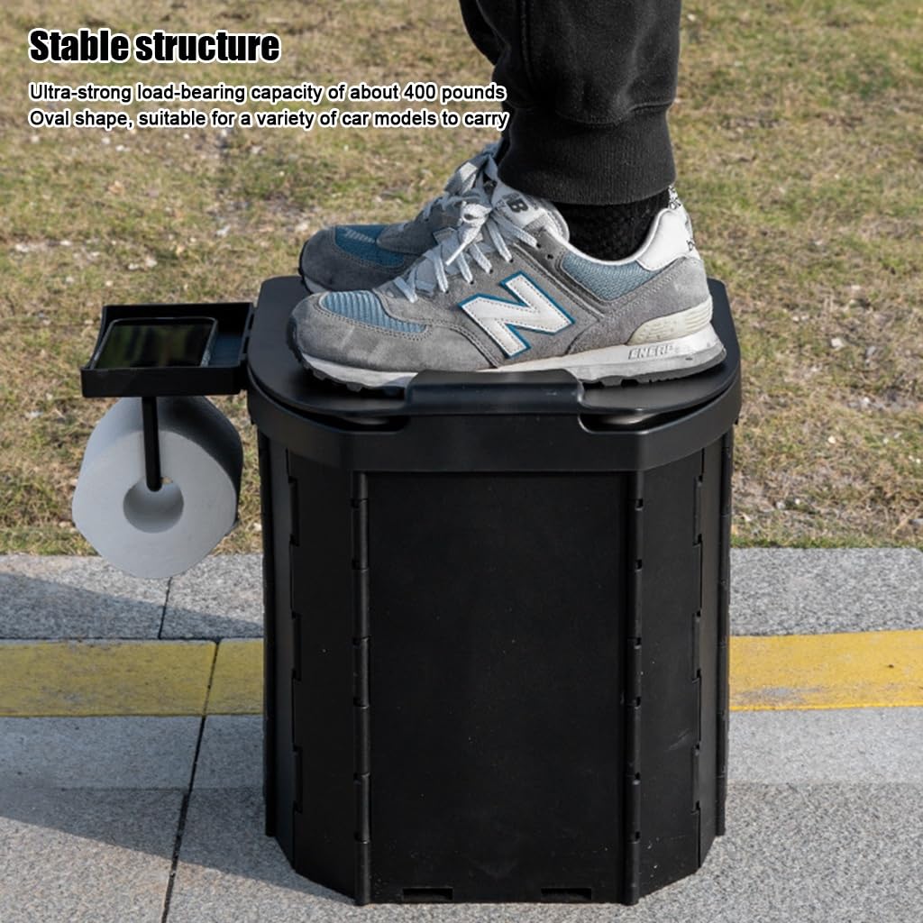 3 Second Quick Setup Foldable Portable Toilet, Hygienic Outdoor Camping Travel Commode