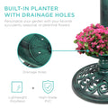 Solar Pedestal Bird Bath with Planter & Integrated Solar Lights, Outdoor Garden Bird Water Bowl Decor