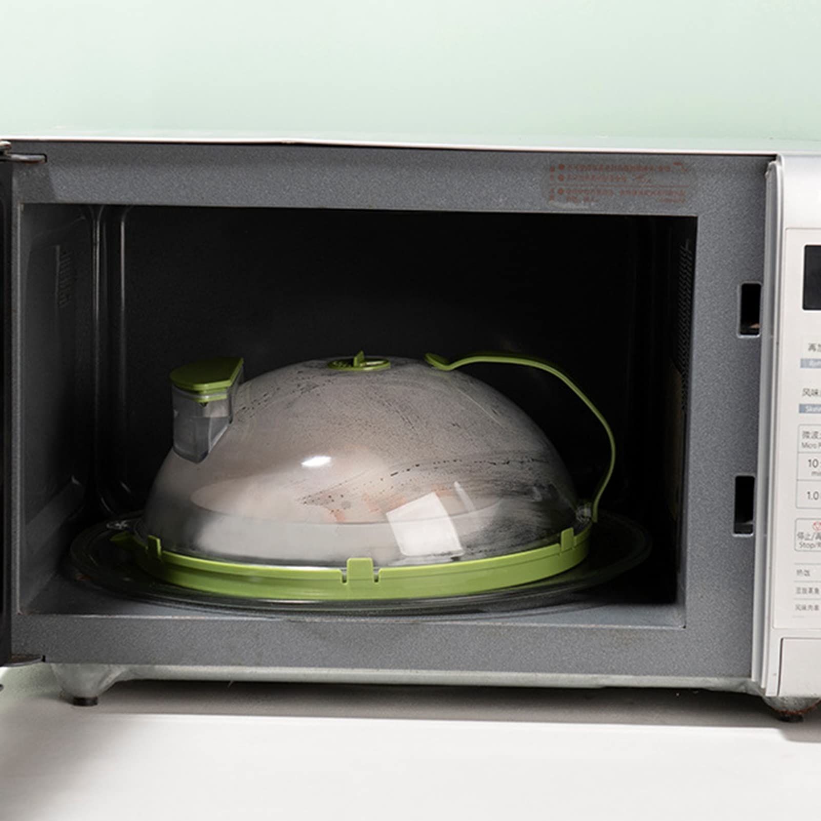 Microwave Splatter Cover with Water Steamer, 200℃ Heat Resistant Splatter Guard with Rotatable Vent and Anti Scald Handle, 10.2 Inch Microwave Plate Cover with Reservoir for Home Office Kitchen