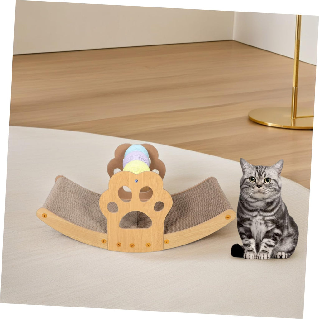 Rocking Cat Scratch Lounger Bed, Interactive Swing Scratch Pad for Indoor Cats
