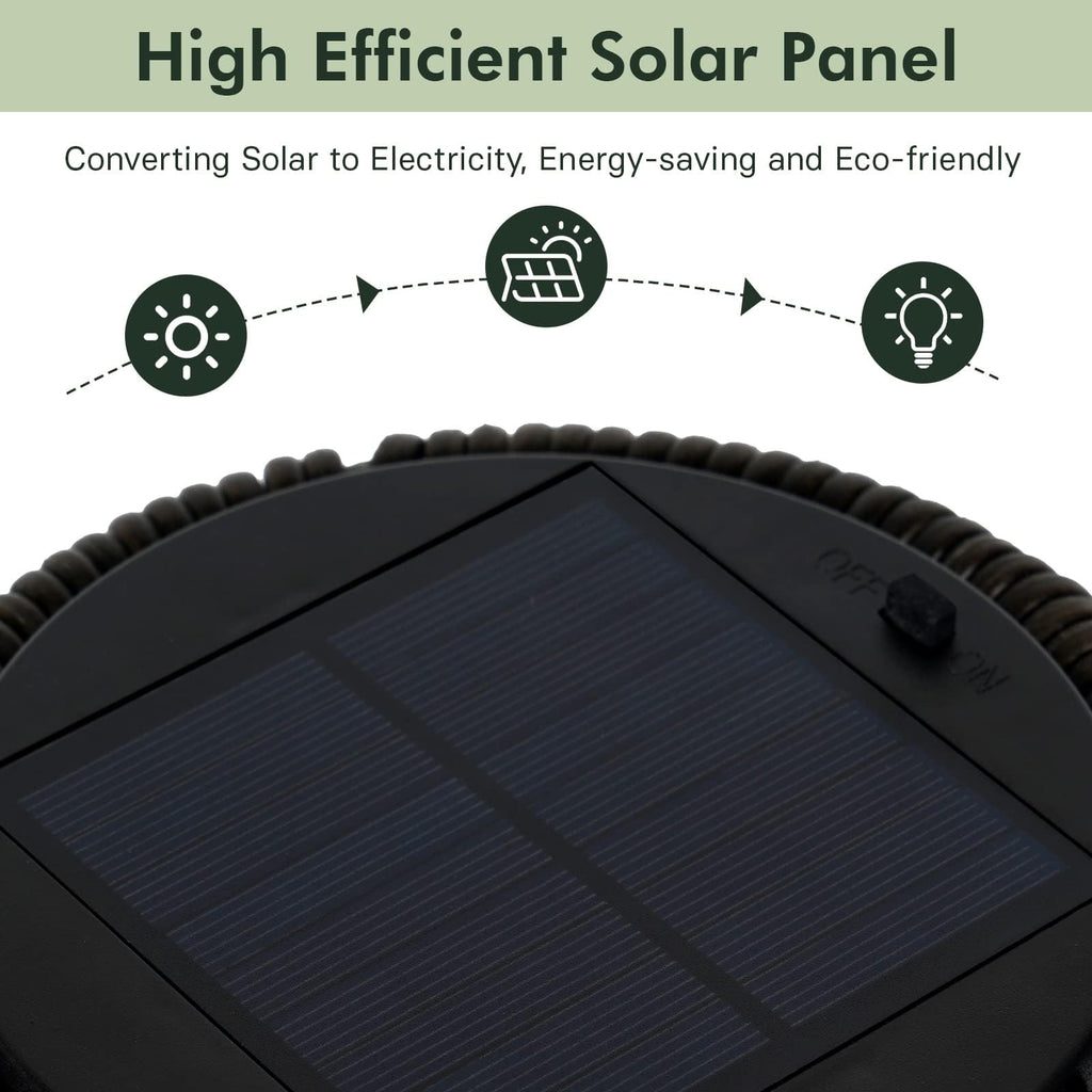 Dark Brown Wicker Waterproof Solar Patio Floor Lights 2 Pack, Outdoor Garden Lawn Deck Decor Lamps