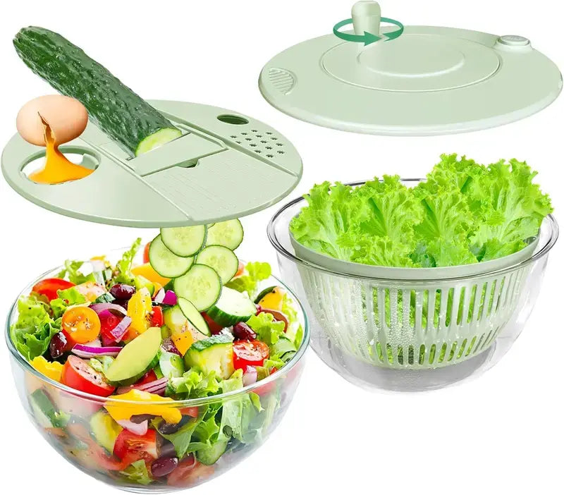 5.3 Qt 3-in-1 Salad Spinner with Slicer & Strainer