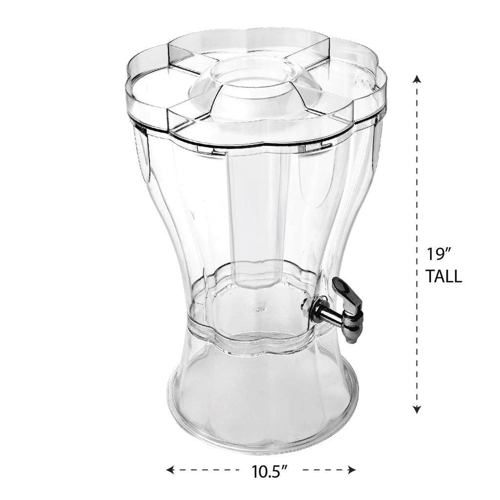 Break Resistant Tritan Beverage Dispenser with Ice Cone and Top Lid for Party Gathering
