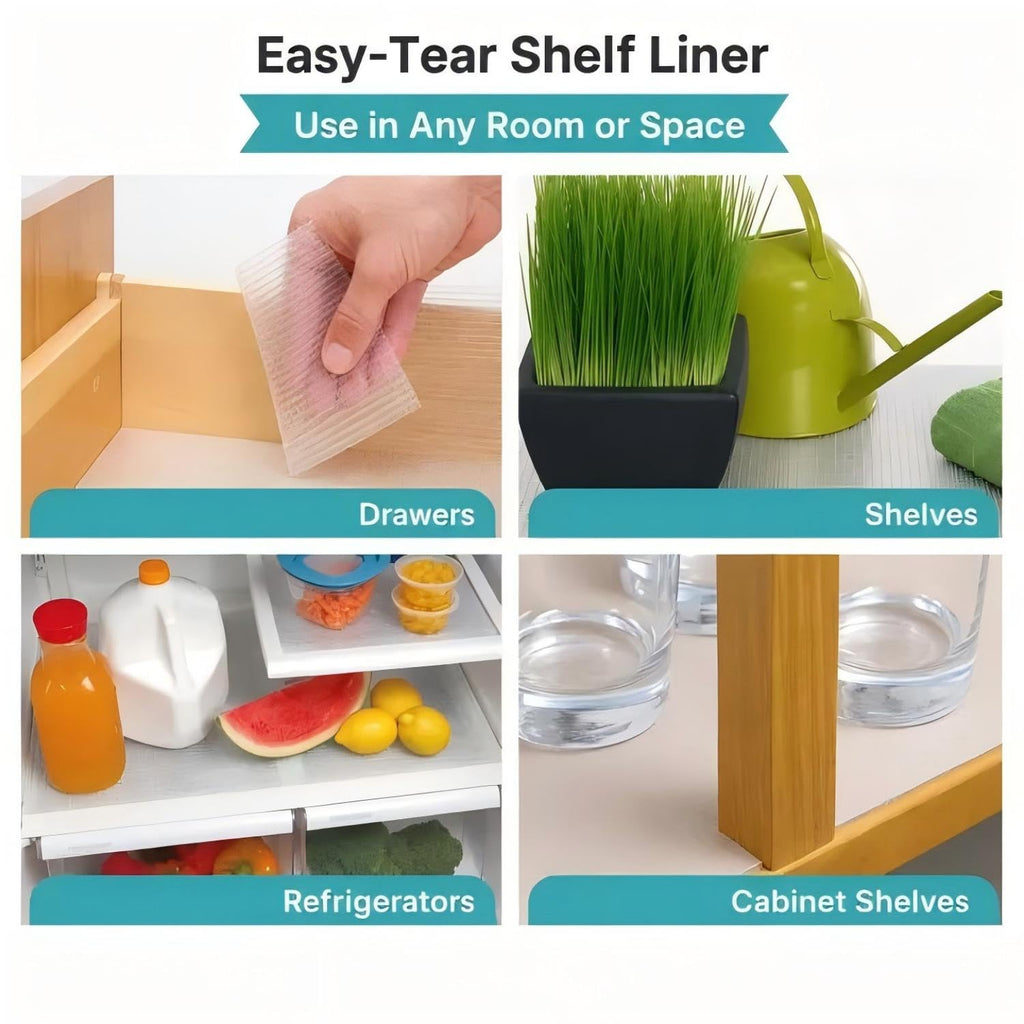 Non-Slip Easy Tear Shelf Liner 17.7"x47.2", Non Adhesive Waterproof Drawer Cabinet Protector Mat