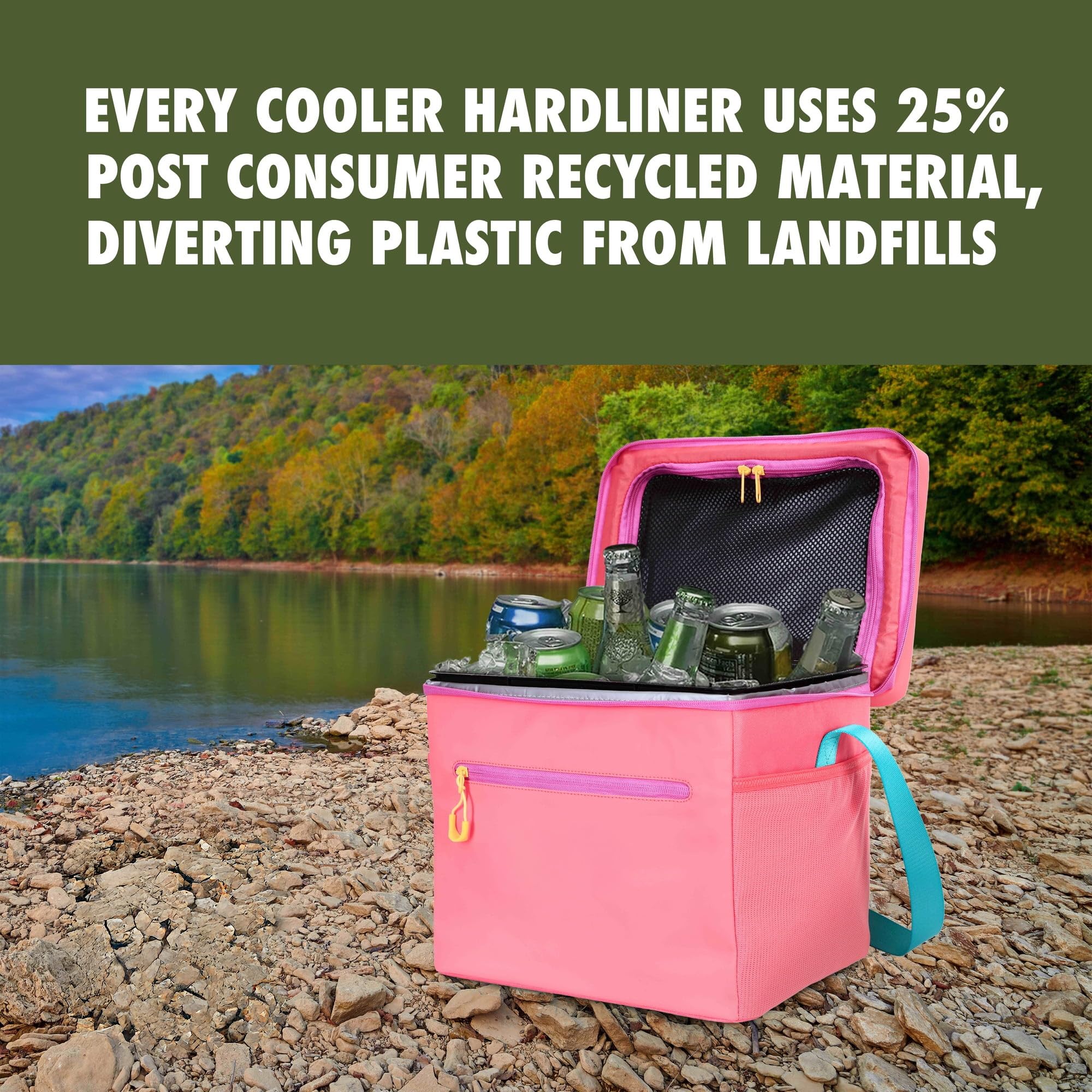12 Can Portable Insulated Cooler Bag with Removable Hard Liner, Small Soft Cooler for Beach Camping Lunch