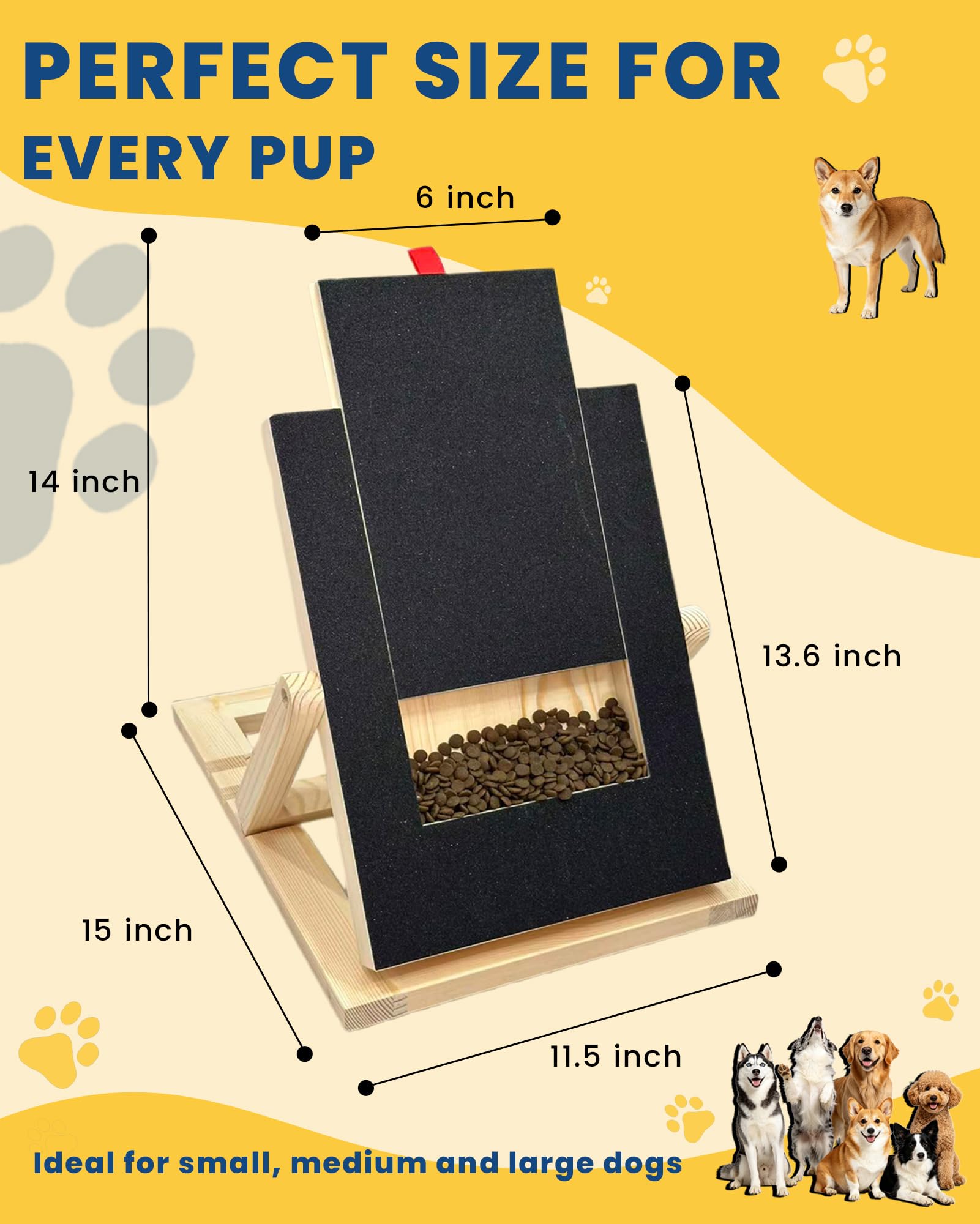 Adjustable Wooden Dog Nail File Scratch Board with Treat Drawer & Extra Sandpapers, Nail Trimming Pad for All Size Dogs
