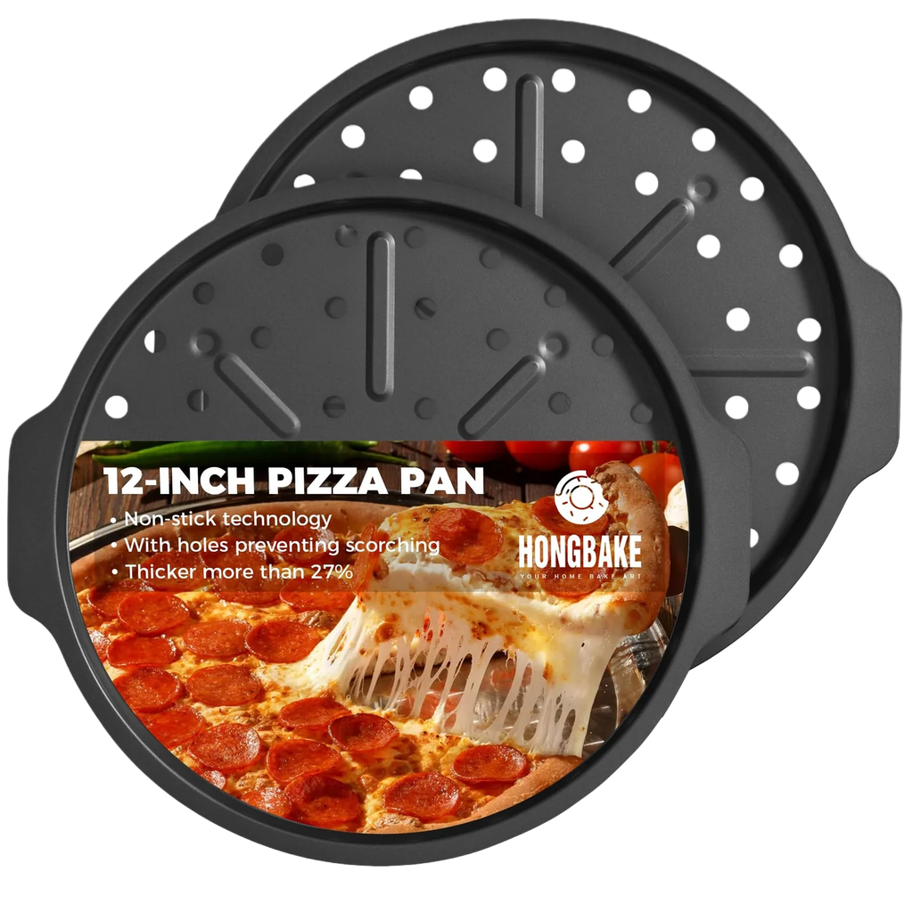 Perforated Nonstick Pizza Pan with Wider Grips, 12.2-Inch (2-Pack)
