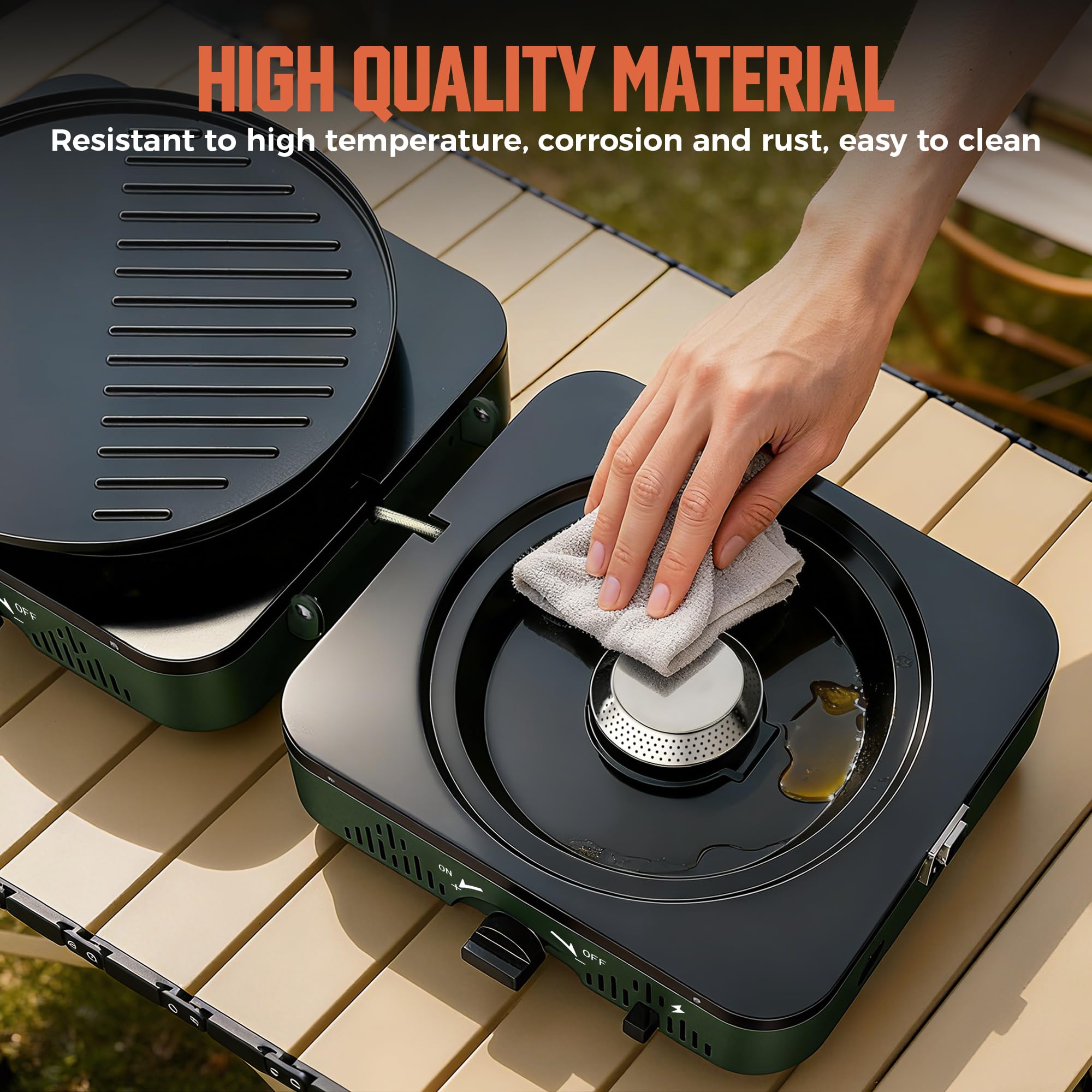 Portable 2-Burner Folding Propane Camping Stove Kit with Frying Pan & Storage Bag