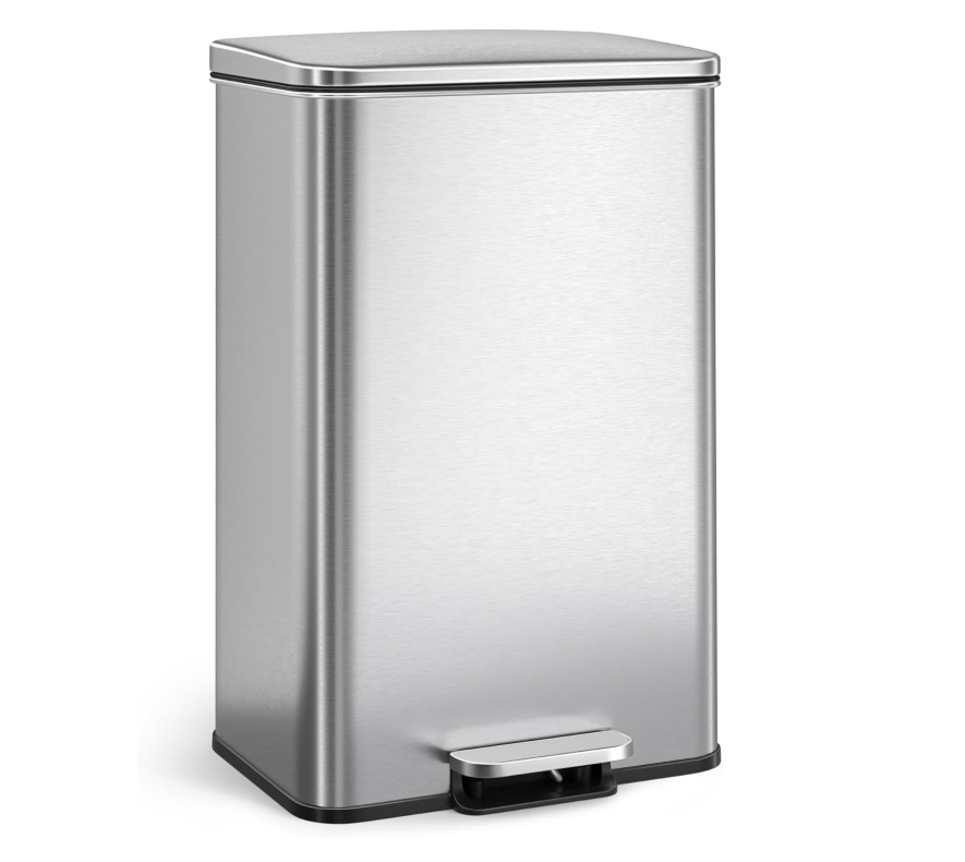 2x8 Gal (2x30L) Double Compartment Stainless Steel Recycling Trash Can with Soft Close Lids