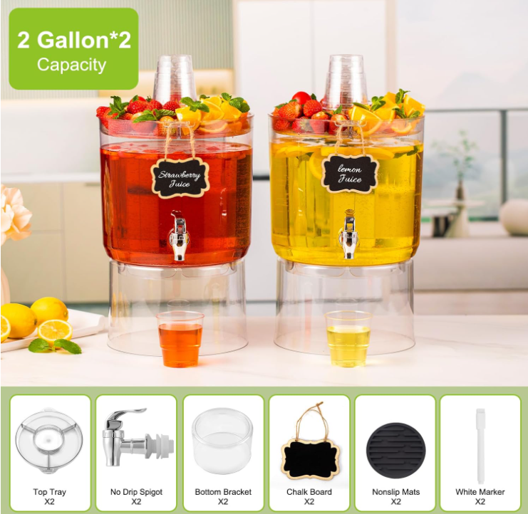 2 Gallon Beverage Dispenser with Stand & Spigot