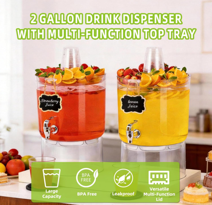 2 Gallon Beverage Dispenser with Stand & Spigot