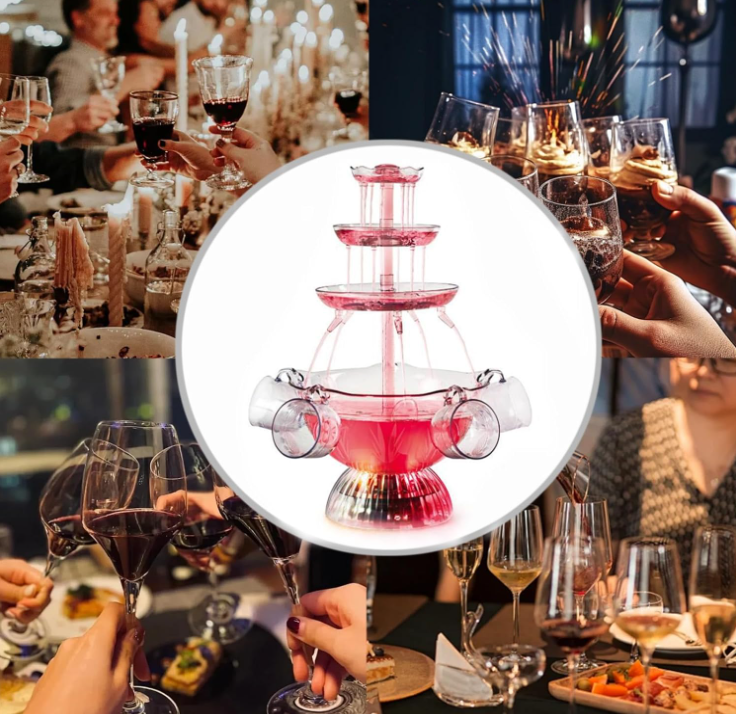 Light Up Glowing Beverage Fountain with 5 Cups, Party Drink Server for Wedding Birthday Buffet & Catering Events