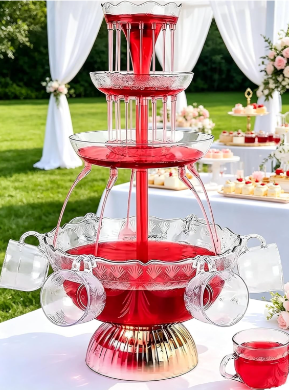 Light Up Glowing Beverage Fountain with 5 Cups, Party Drink Server for Wedding Birthday Buffet & Catering Events
