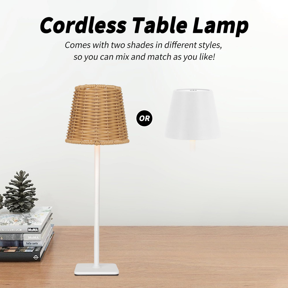 Waterproof Cordless Touch LED Table Lamps, 2 Pack Rechargeable Battery Lights for Patio & Restaurant Dinner
