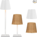 Waterproof Cordless Touch LED Table Lamps, 2 Pack Rechargeable Battery Lights for Patio & Restaurant Dinner