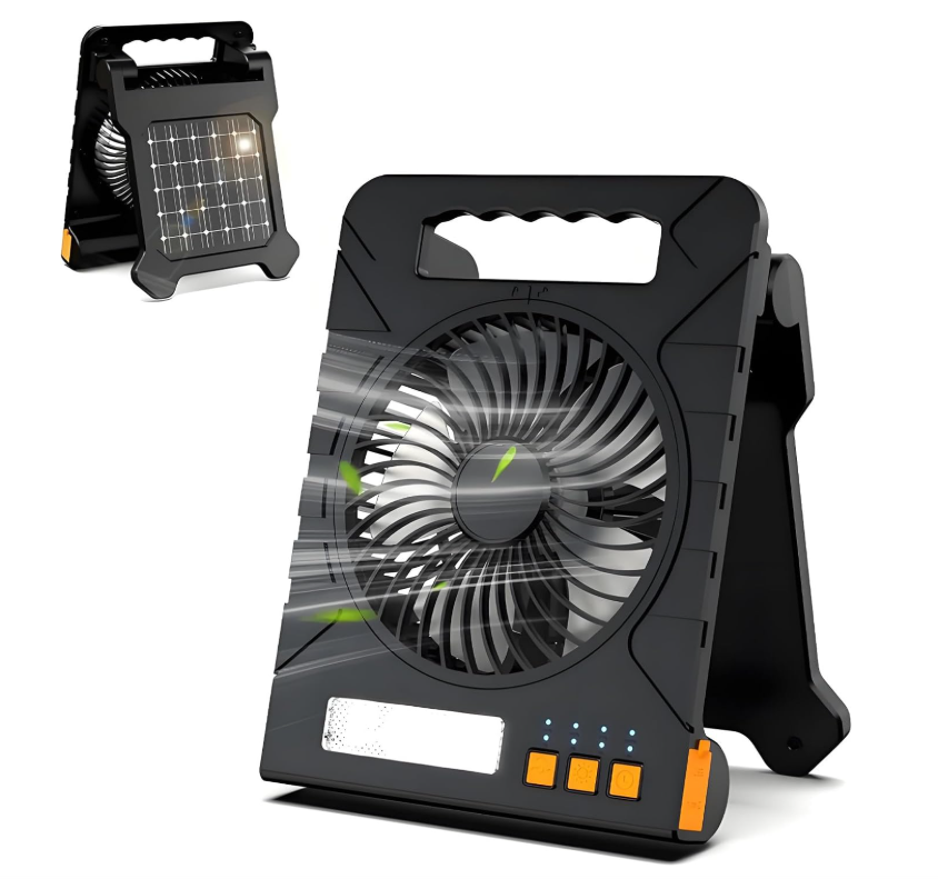 Foldable Solar Outdoor Fan with LED Light