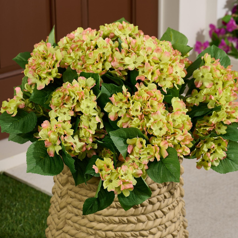Indoor & Outdoor Hydrangea Urn Filler, Artificial Floral Decor for Patio Home Vase