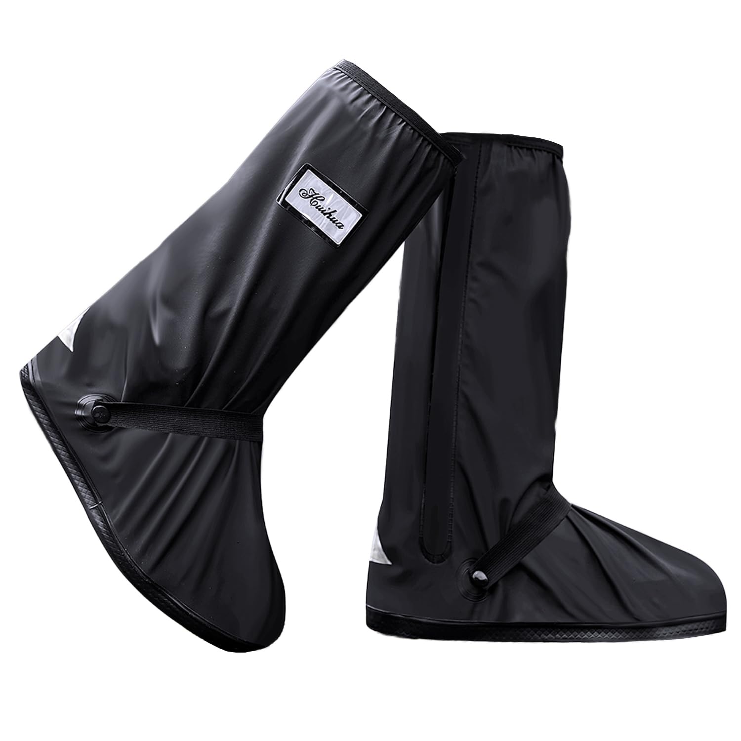 Black Waterproof Rain Boot Covers with Reflector