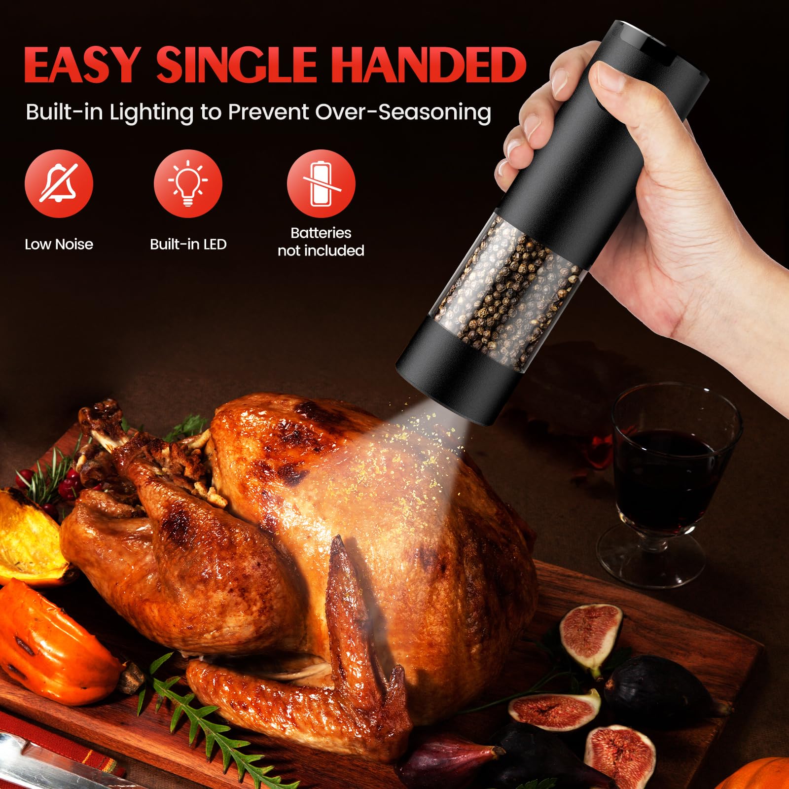 Electric Salt and Pepper Grinder Set with LED Light