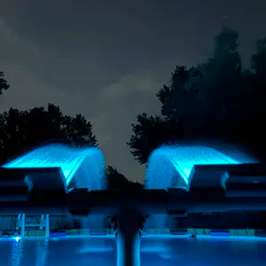 Solar Powered Pool Fountain with Remote & Dual Spray Heads, Auto Light Sensing Fountain for Inground Above Ground Pools