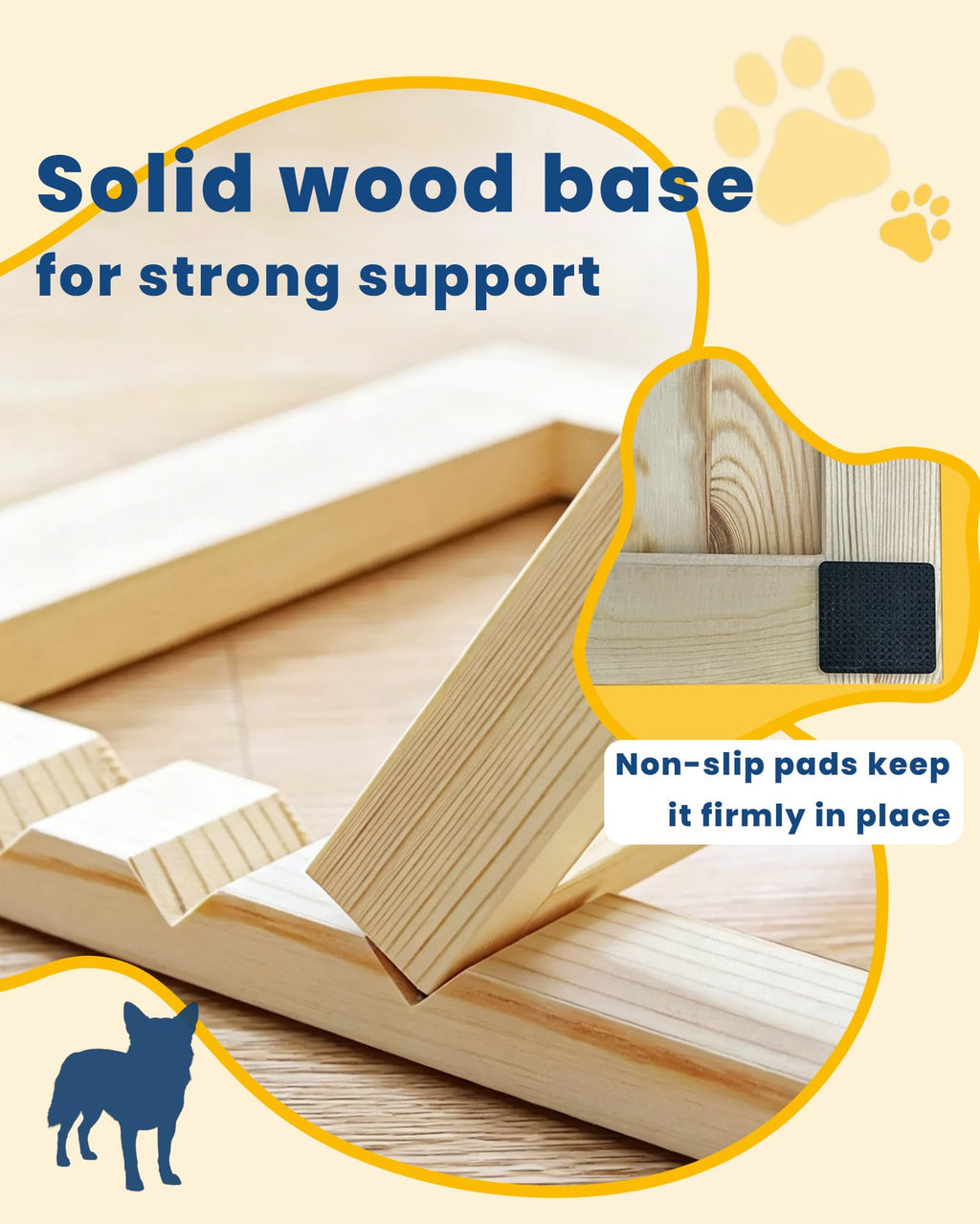 Adjustable Wooden Dog Nail File Scratch Board with Treat Drawer & Extra Sandpapers, Nail Trimming Pad for All Size Dogs