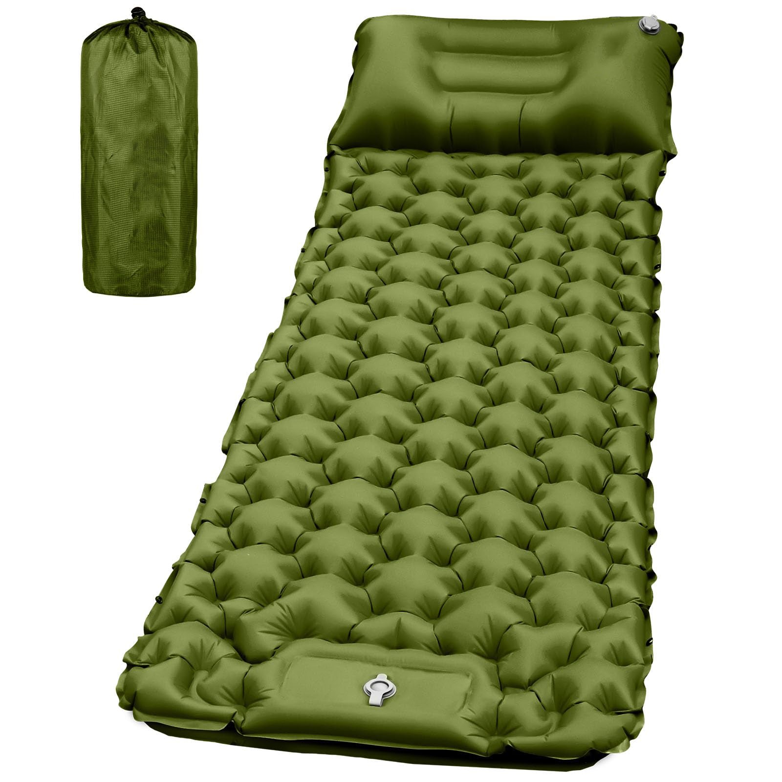 Compact Ultralight Camping Air Mattress, Inflatable Sleeping Mat with Foot Pump & Pillow for Outdoor Hiking Backpacking