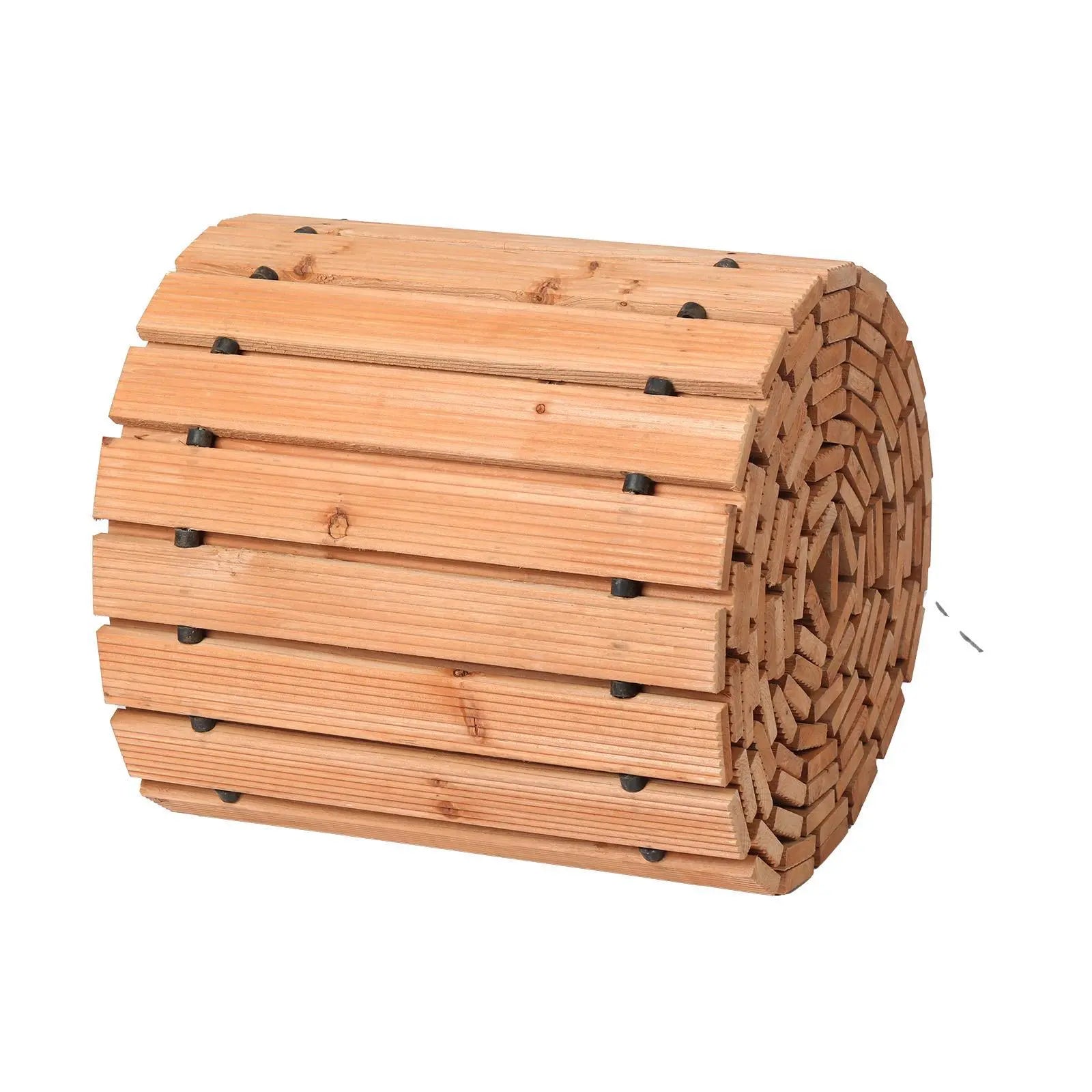 Non-Slip Cedar Roll Up Garden Walkway 16'x17", Weatherproof Decorative Wooden Path for Outdoor Party & Wedding