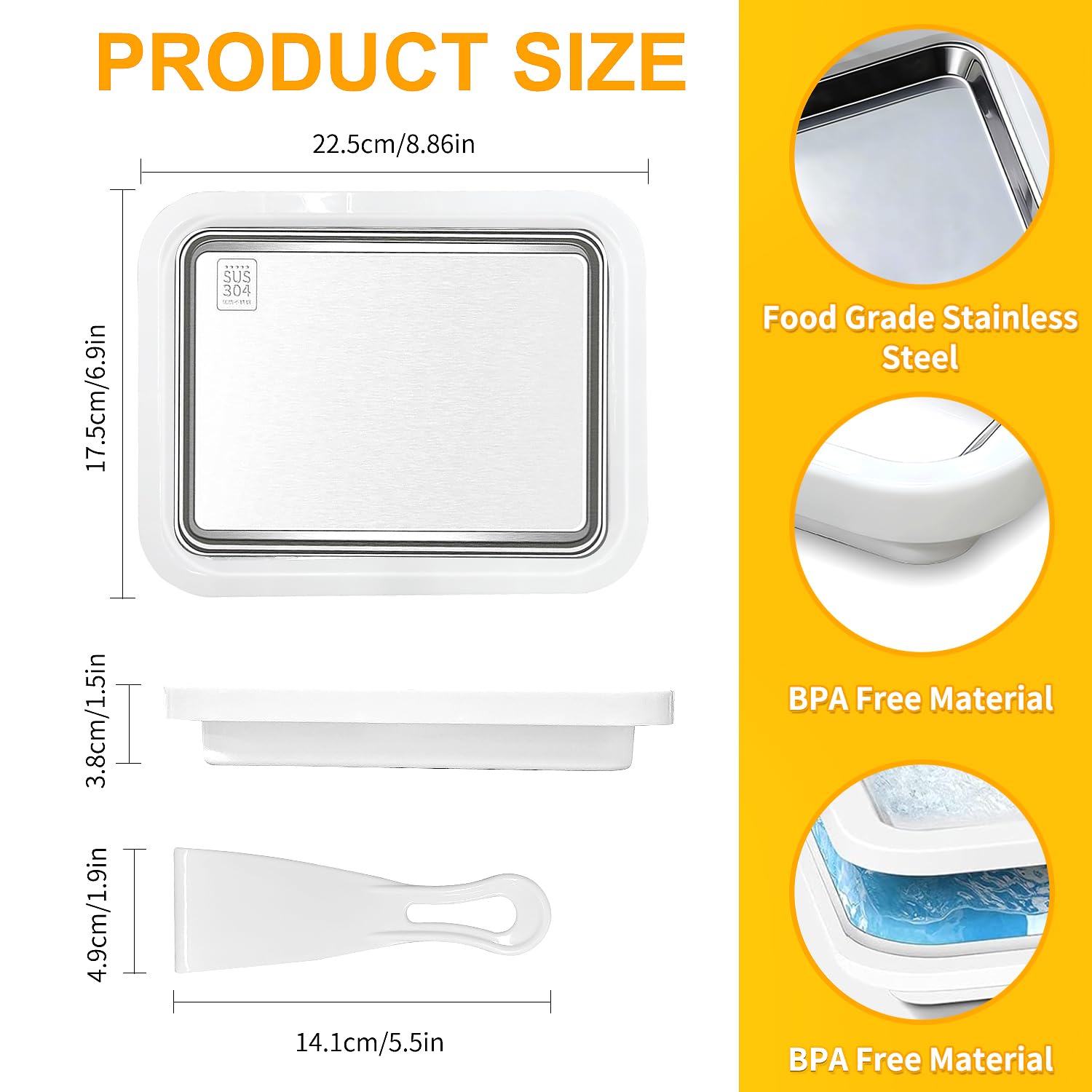 Food Grade Stainless Steel Rolled Ice Cream Maker, White for Frozen Yogurt & Slushie
