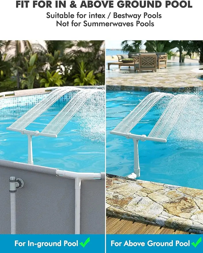 Above Ground & Inground Pool Waterfall Fountain, Easy Installation Outdoor Pool Spray Fountain Decor