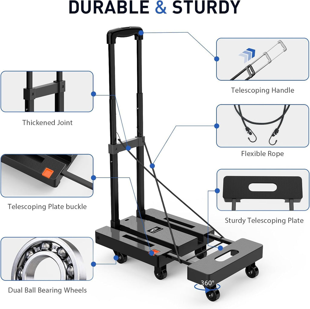 500LB Folding 6 Wheel Hand Truck Dolly Cart