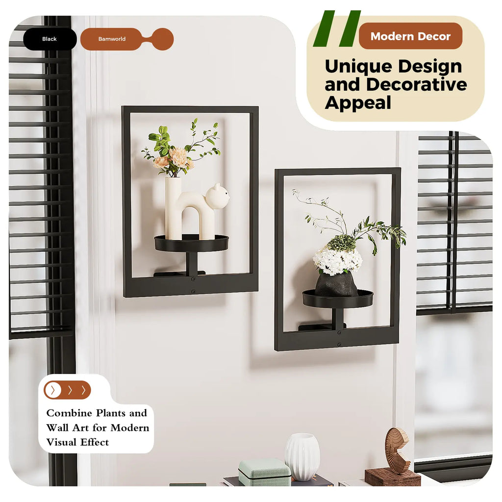 Black Metal Wall Mount Plant Pot Racks