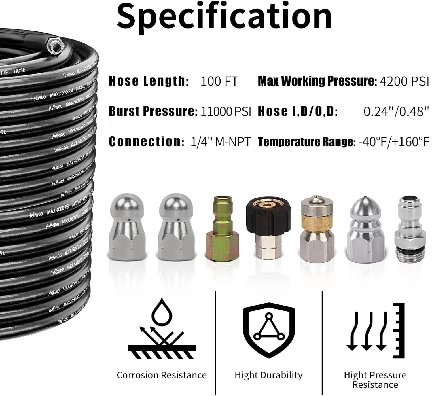 4000 PSI Sewer Jetter Kit for Pressure Washer