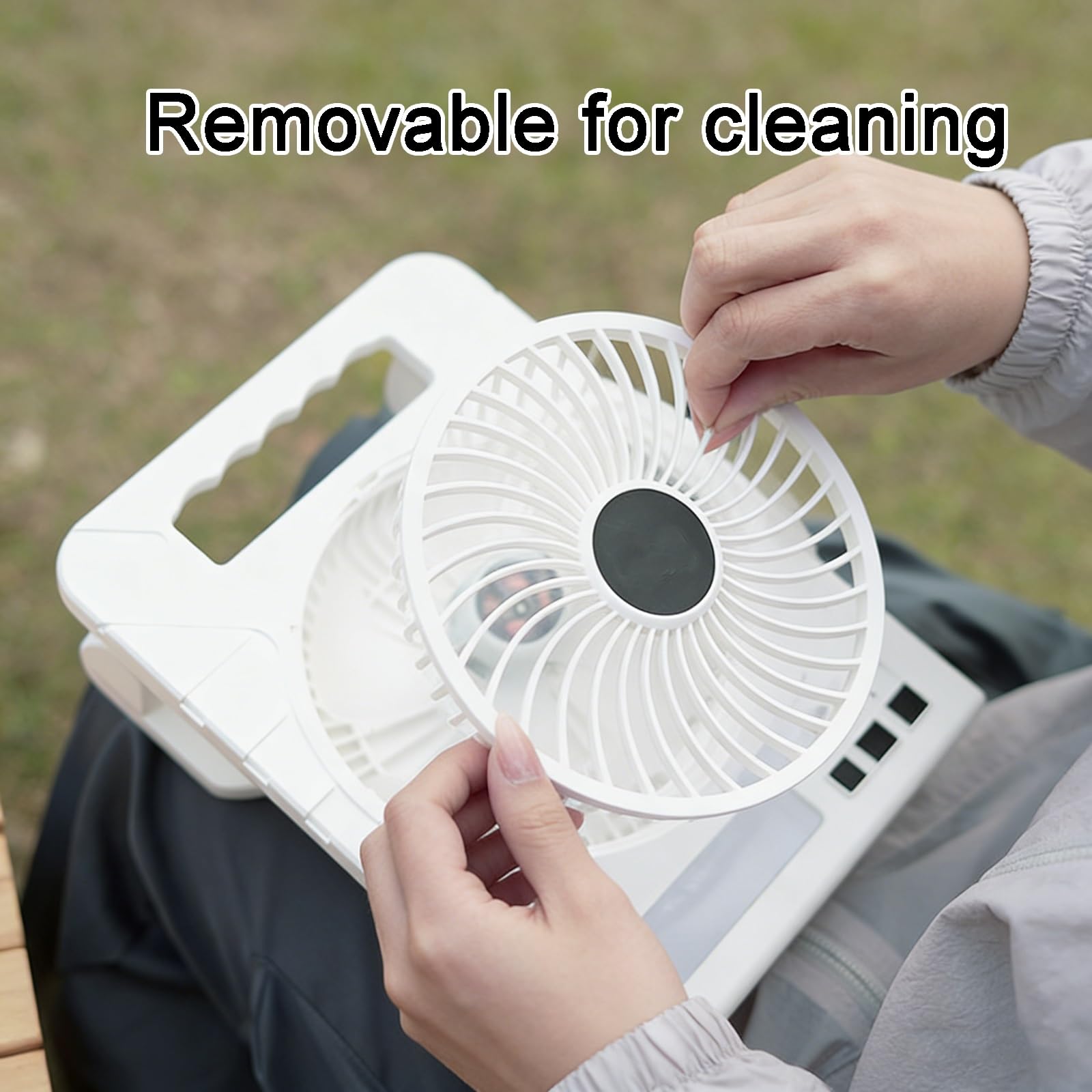 Foldable Solar Outdoor Fan with LED Light