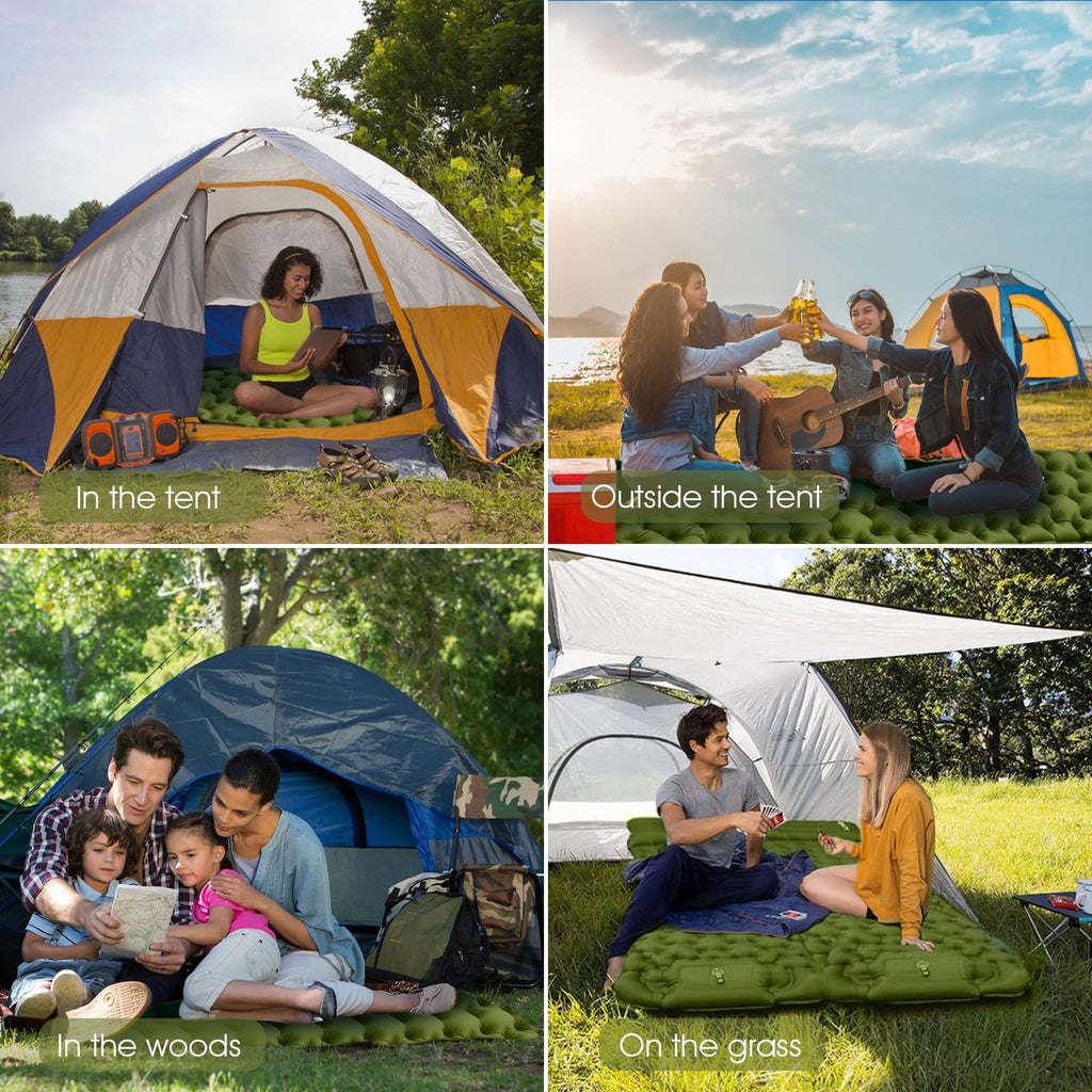 Compact Ultralight Camping Air Mattress, Inflatable Sleeping Mat with Foot Pump & Pillow for Outdoor Hiking Backpacking