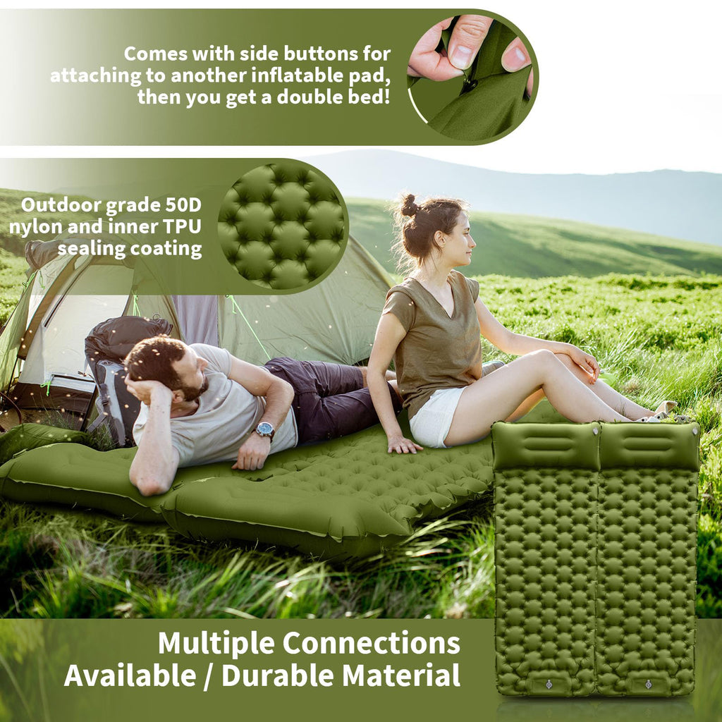 Compact Ultralight Camping Air Mattress, Inflatable Sleeping Mat with Foot Pump & Pillow for Outdoor Hiking Backpacking