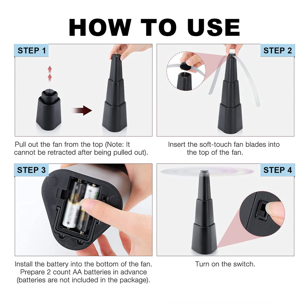 Portable Battery Operated Fly Repellent Table Fans 4 Pack, Black Outdoor Picnic Food Fan for Home Restaurant 版本 3｜移动端极简卡片标题