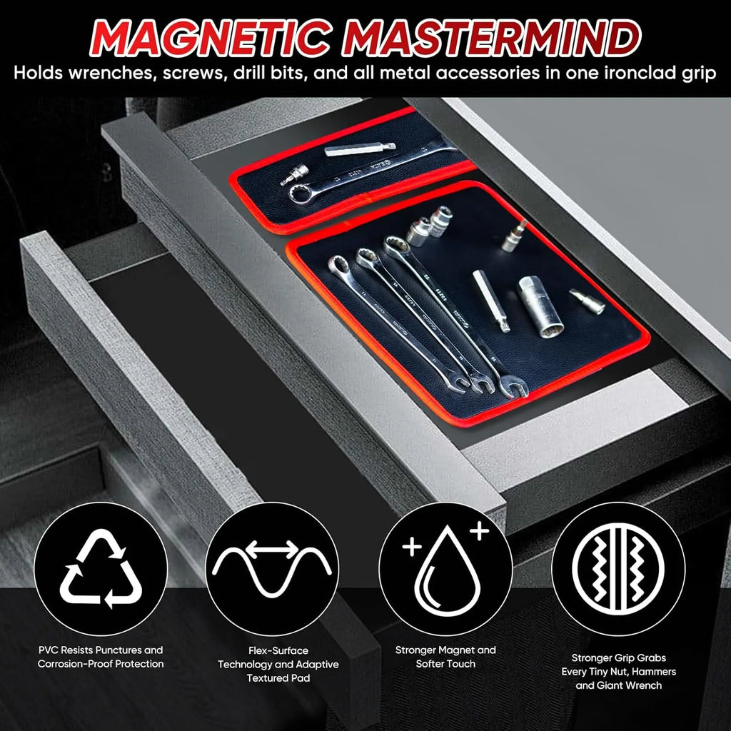 3 Pack Non-Slip Flexible Magnetic Tool Tray Set