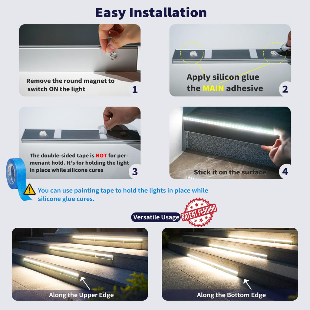 Warm White Aluminum Solar Step Lights