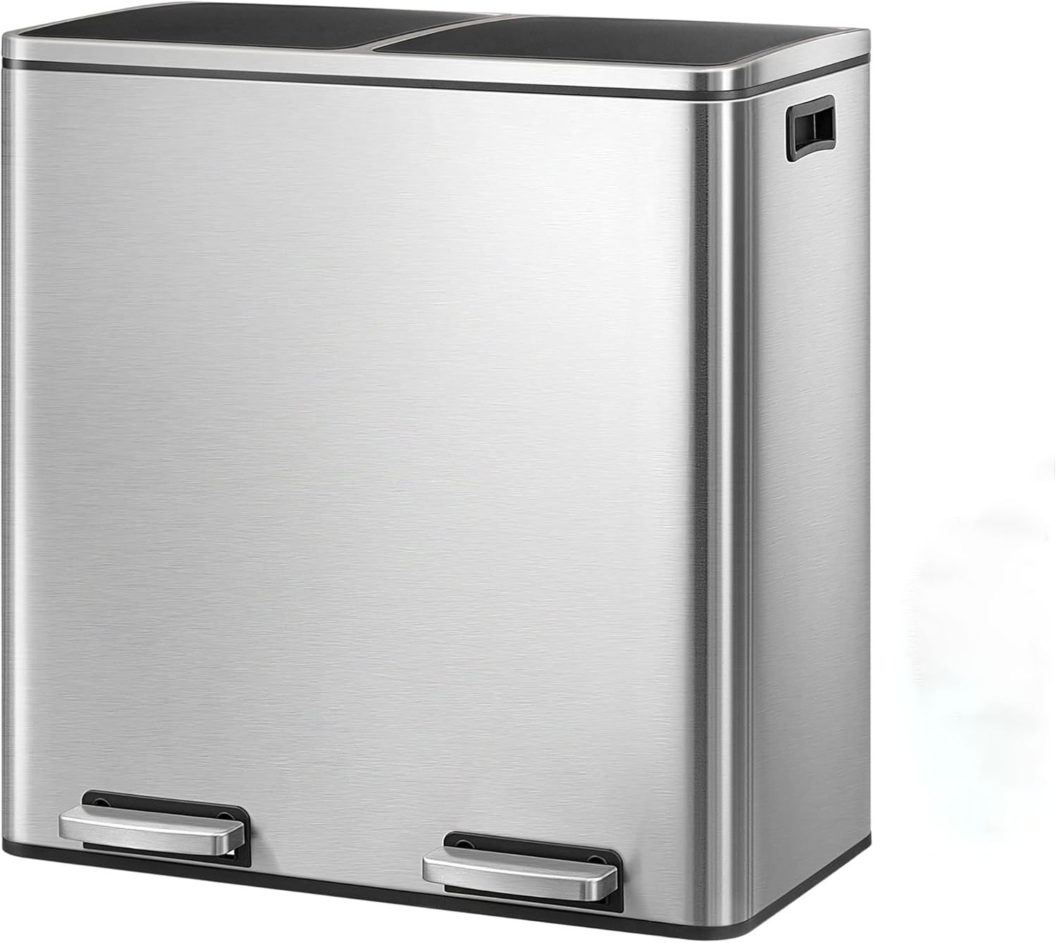 Multi-Compartment Stainless Steel Trash Can with Removable Inner Buckets & Soft Close Lid