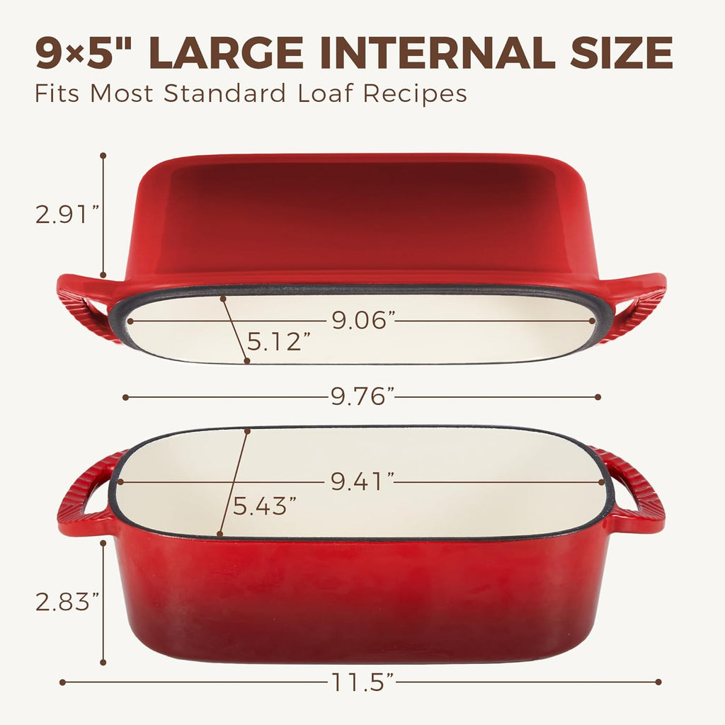 Enameled Cast Iron Loaf Pan with Lid, 9×5