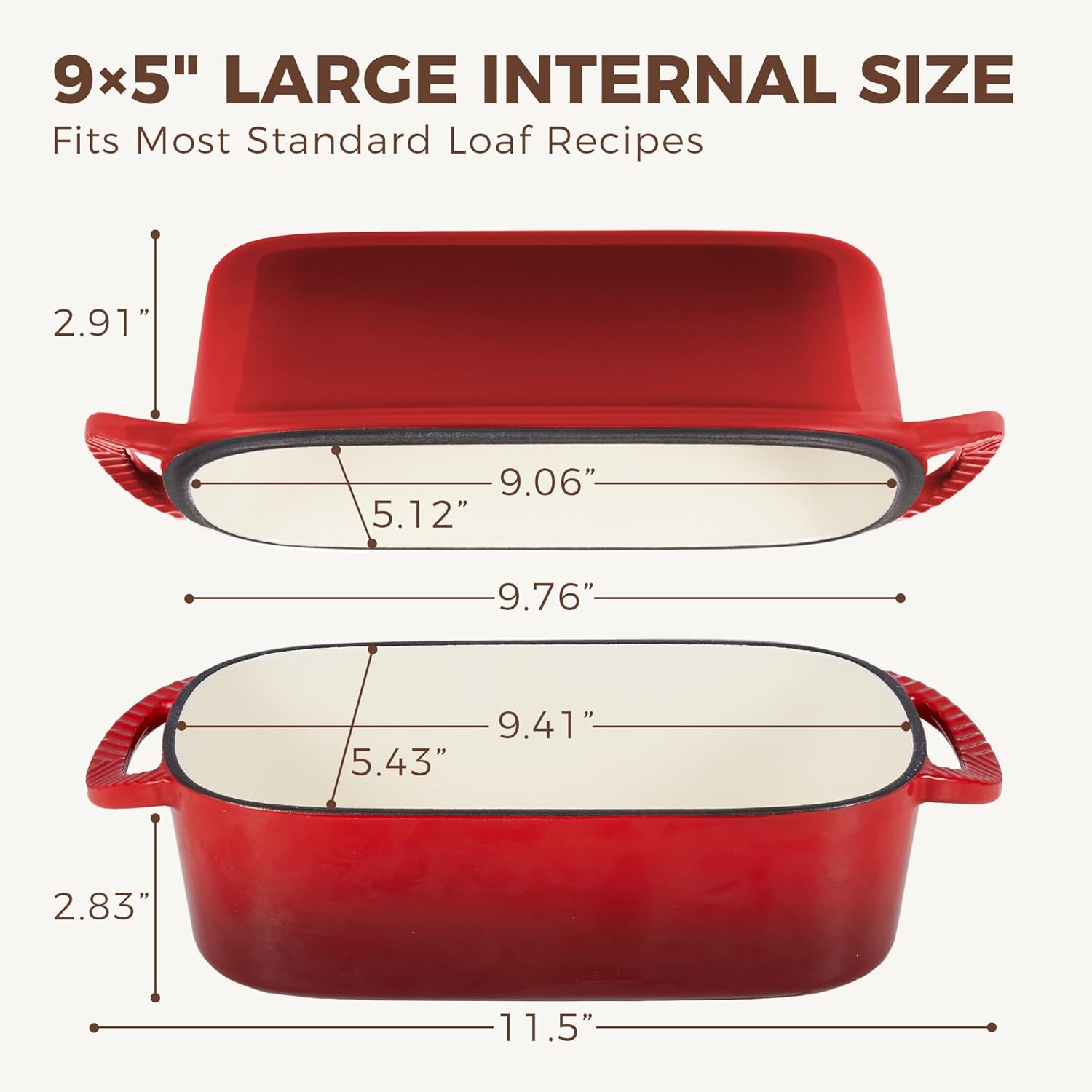 Enameled Cast Iron Loaf Pan with Lid, 9×5