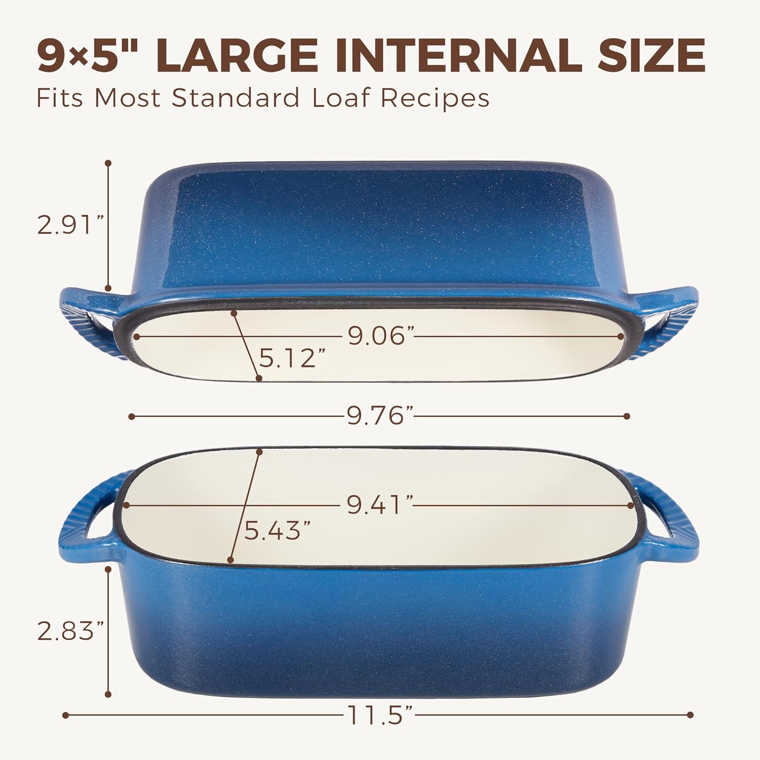 Enameled Cast Iron Loaf Pan with Lid, 9×5