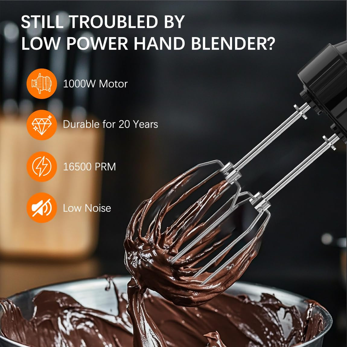 3-in-1 Immersion Handheld Blender with Turbo Mode