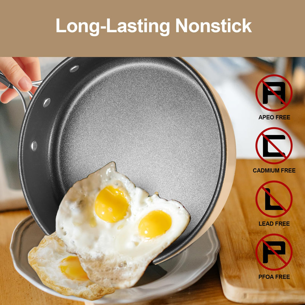 15 Piece Non-Stick Camping Cookware Set, Lightweight Outdoor Mess Kit with Full Stainless Steel Tableware