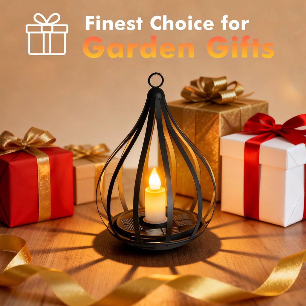 4 Pack Flickering Candle Solar Hanging Lanterns, Waterproof Outdoor Garden Decor Lights