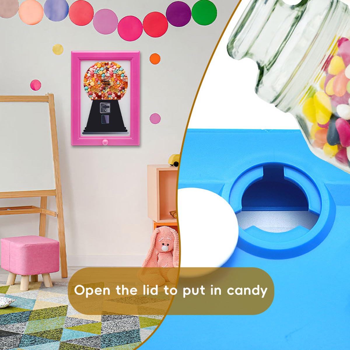 Creative Candy Frame Dispenser, Dual-Use Wall Art & Handy Candy/Gumball Dispenser for Home Decor