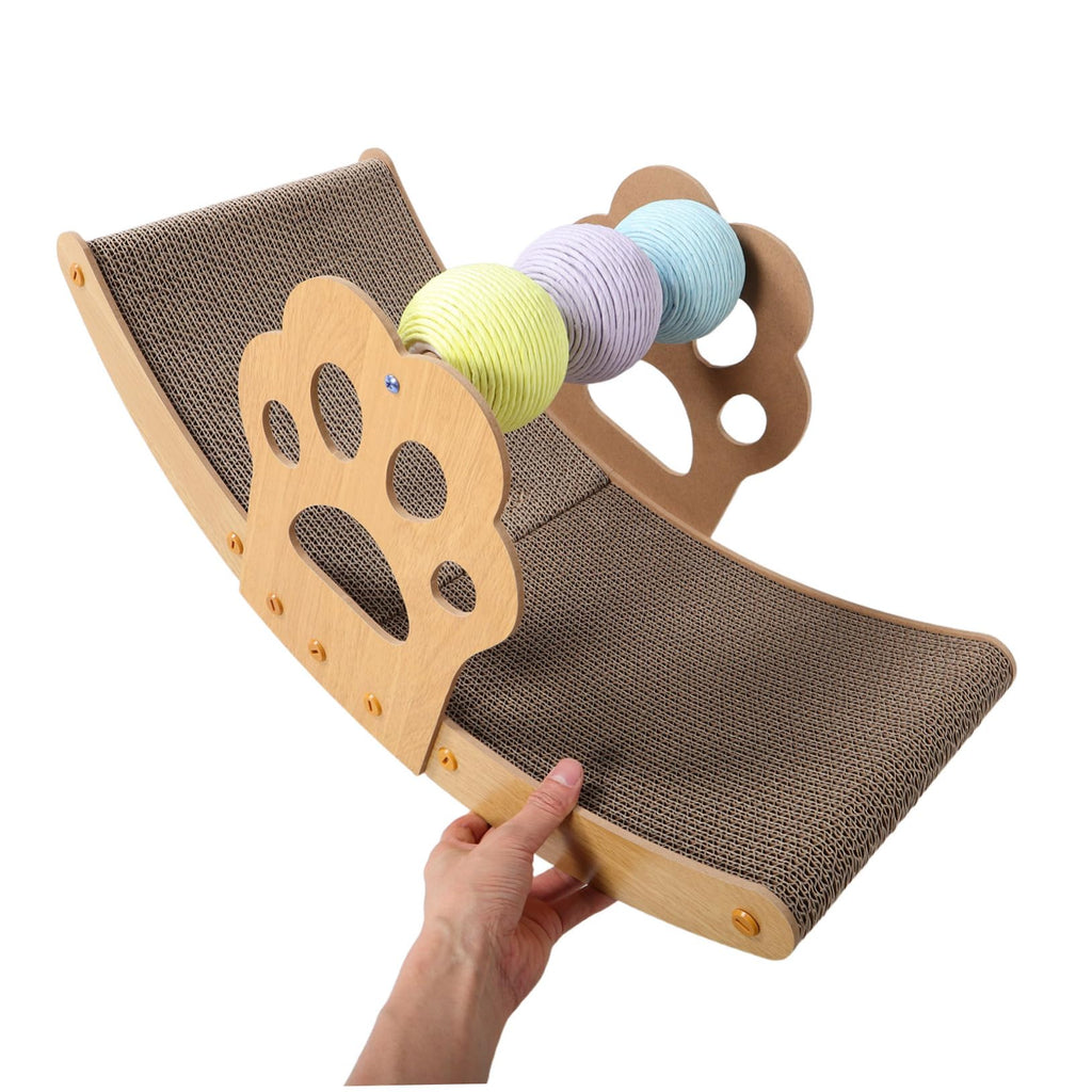 Rocking Cat Scratch Lounger Bed, Interactive Swing Scratch Pad for Indoor Cats